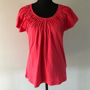 Chaus Organic Coral Gathered Short Sleeve 100% Organic Cotton Top size S